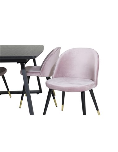 Matgrupp Inca med Velvet matstolar, 160 × 85 cm