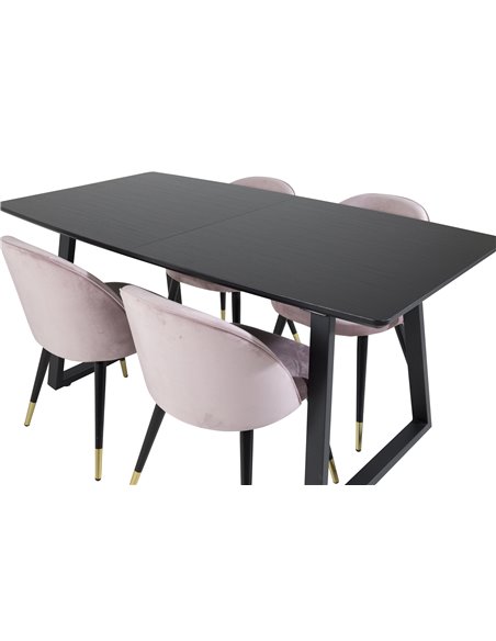 Matgrupp Inca med Velvet matstolar, 160 × 85 cm