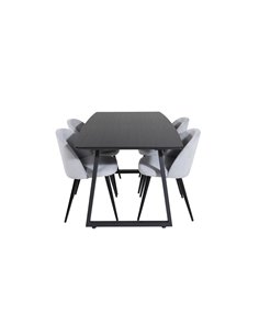 Matgrupp Inca med Velvet matstolar, 160 × 85 cm