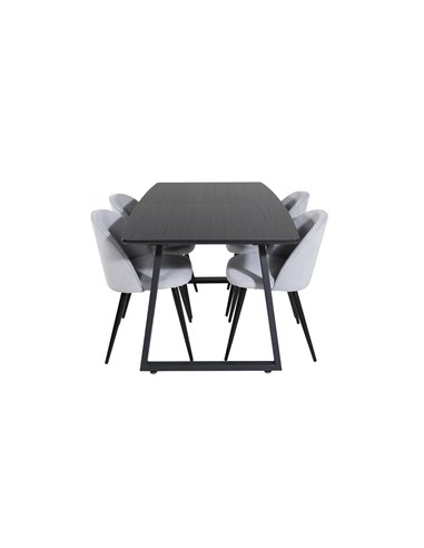 Matgrupp Inca med Velvet matstolar, 160 × 85 cm