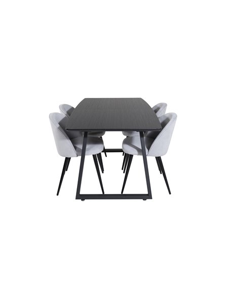 Matgrupp Inca med Velvet matstolar, 160 × 85 cm