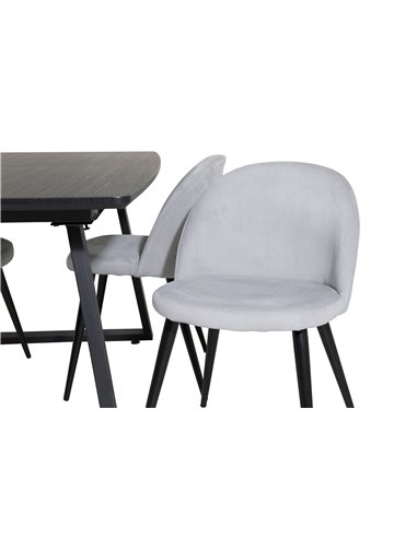 Matgrupp Inca med Velvet matstolar, 160 × 85 cm