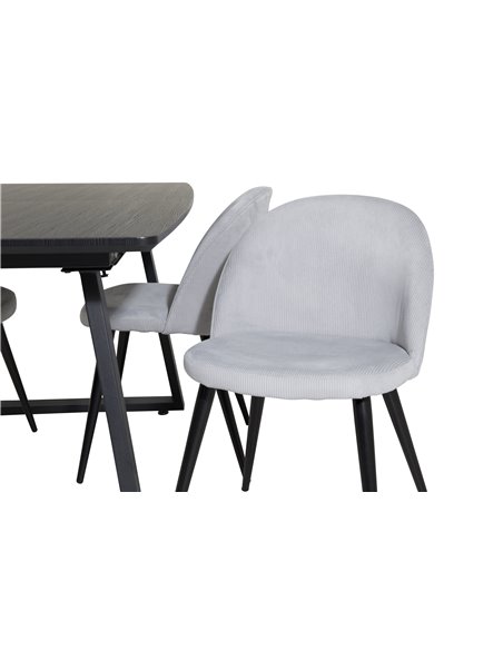 Matgrupp Inca med Velvet matstolar, 160 × 85 cm