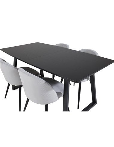Matgrupp Inca med Velvet matstolar, 160 × 85 cm
