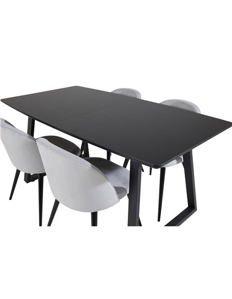 Matgrupp Inca med Velvet matstolar, 160 × 85 cm