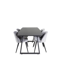 Matgrupp Inca med Velvet matstolar, 160 × 85 cm