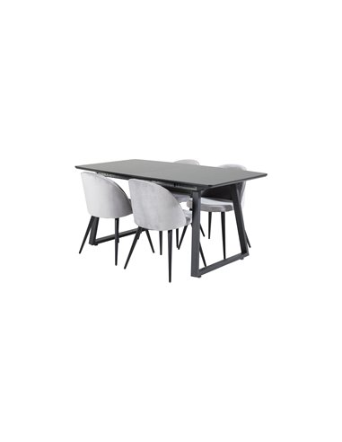 Matgrupp Inca med Velvet matstolar, 160 × 85 cm