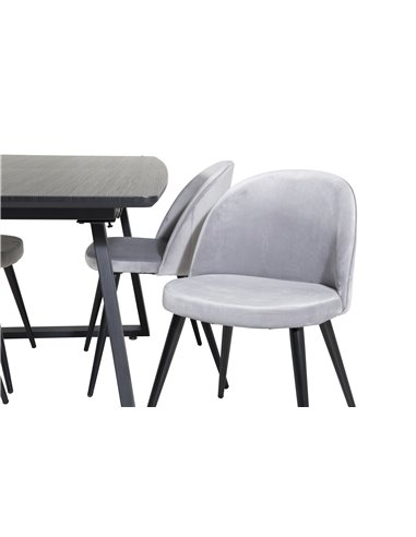 Matgrupp Inca med Velvet matstolar, 160 × 85 cm
