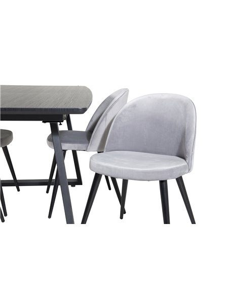 Matgrupp Inca med Velvet matstolar, 160 × 85 cm
