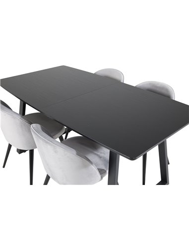 Matgrupp Inca med Velvet matstolar, 160 × 85 cm