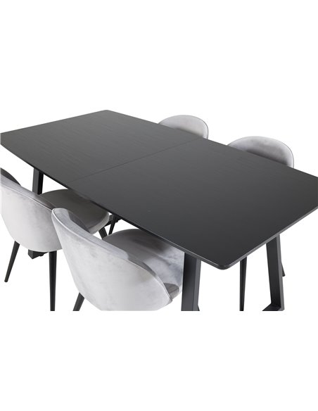 Matgrupp Inca med Velvet matstolar, 160 × 85 cm