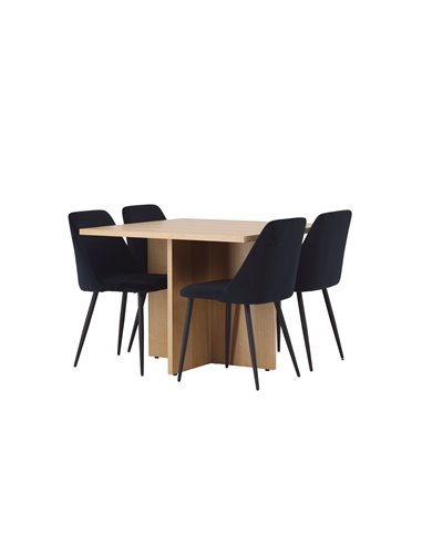 Matgrupp Leo med Night matstolar, 100 × 100 cm