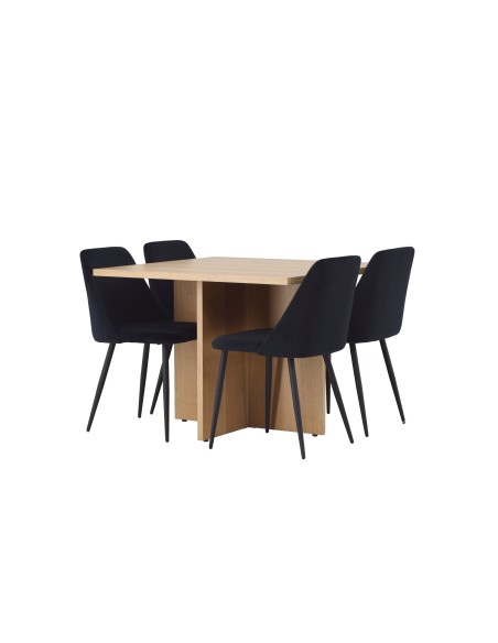 Matgrupp Leo med Night matstolar, 100 × 100 cm