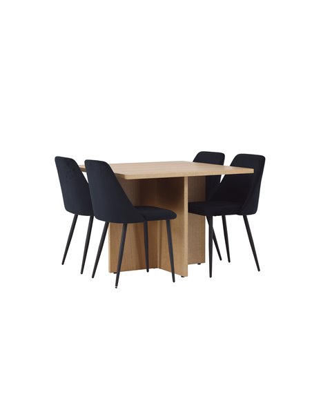 Matgrupp Leo med Night matstolar, 100 × 100 cm