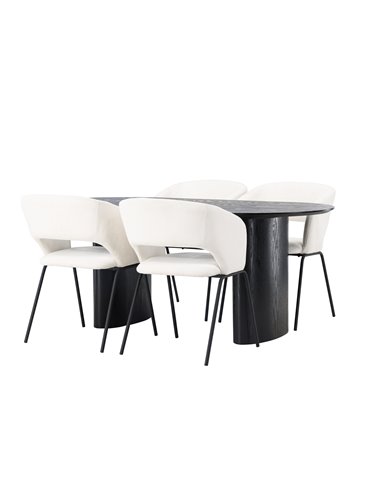 Matgrupp Isolde med Day matstolar, 180 × 90 cm