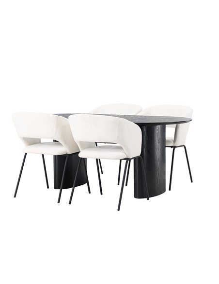 Matgrupp Isolde med Day matstolar, 180 × 90 cm