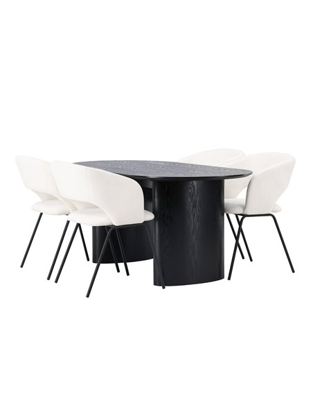 Matgrupp Isolde med Day matstolar, 180 × 90 cm