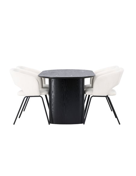 Matgrupp Isolde med Day matstolar, 180 × 90 cm