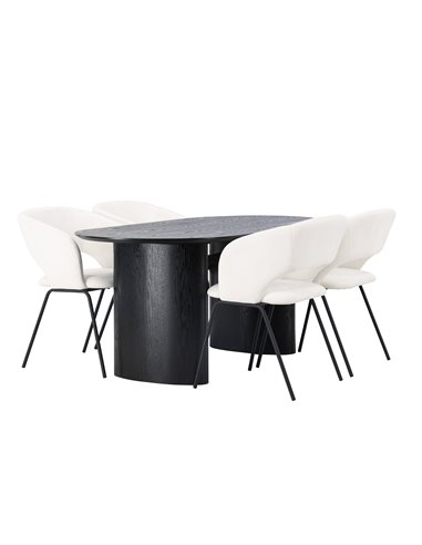 Matgrupp Isolde med Day matstolar, 180 × 90 cm