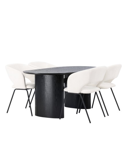 Matgrupp Isolde med Day matstolar, 180 × 90 cm