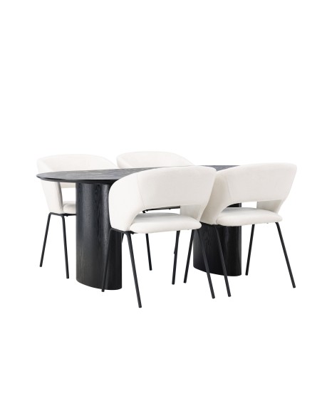 Matgrupp Isolde med Day matstolar, 180 × 90 cm