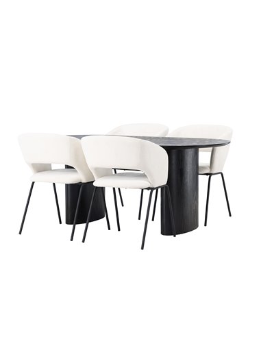 Matgrupp Isolde med Day matstolar, 180 × 90 cm