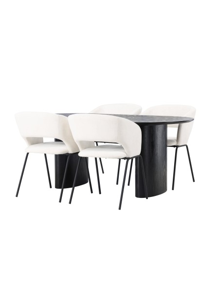 Matgrupp Isolde med Day matstolar, 180 × 90 cm