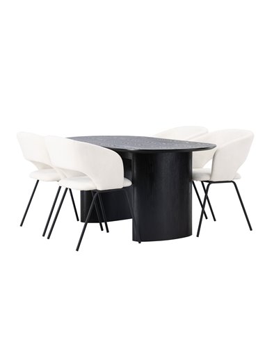 Matgrupp Isolde med Day matstolar, 180 × 90 cm