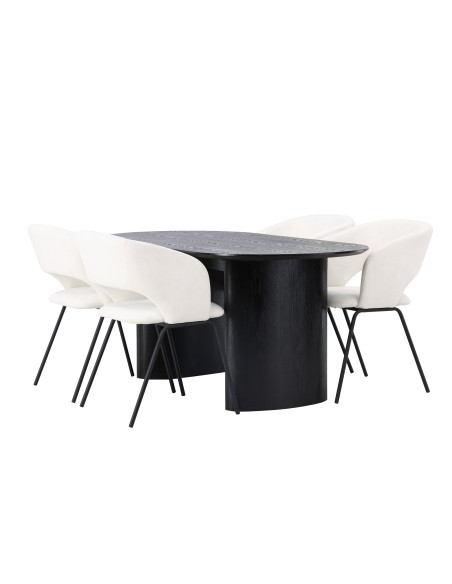 Matgrupp Isolde med Day matstolar, 180 × 90 cm