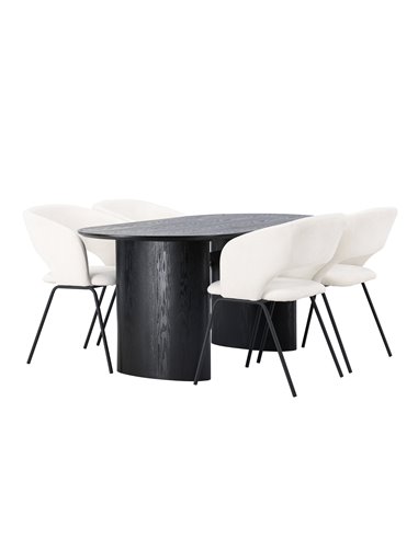 Matgrupp Isolde med Day matstolar, 180 × 90 cm
