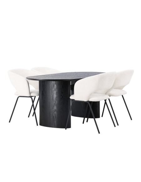 Matgrupp Isolde med Day matstolar, 180 × 90 cm