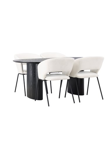 Matgrupp Isolde med Day matstolar, 180 × 90 cm