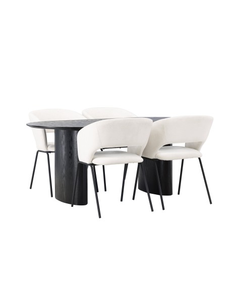 Matgrupp Isolde med Day matstolar, 180 × 90 cm