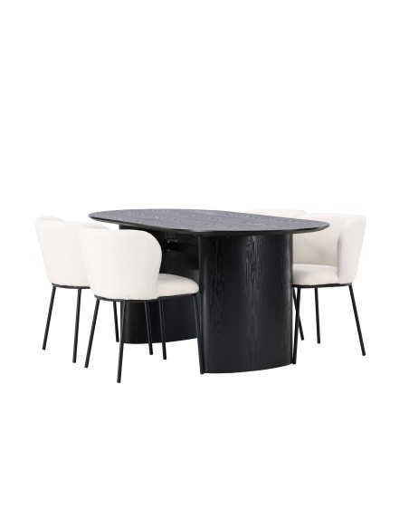 Matgrupp Isolde med Edina matstolar, 180 × 90 cm