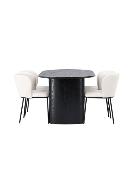Matgrupp Isolde med Edina matstolar, 180 × 90 cm