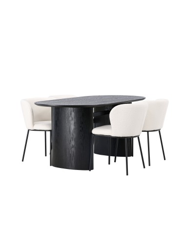 Matgrupp Isolde med Edina matstolar, 180 × 90 cm