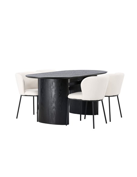 Matgrupp Isolde med Edina matstolar, 180 × 90 cm