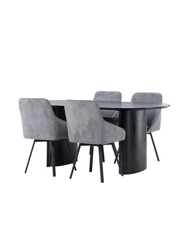 Matgrupp Isolde med Rosie matstolar, 180 × 90 cm