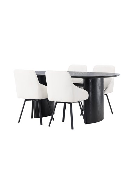 Matgrupp Isolde med Rosie matstolar, 180 × 90 cm