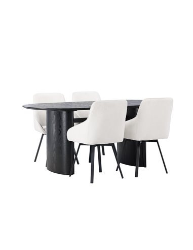 Matgrupp Isolde med Rosie matstolar, 180 × 90 cm