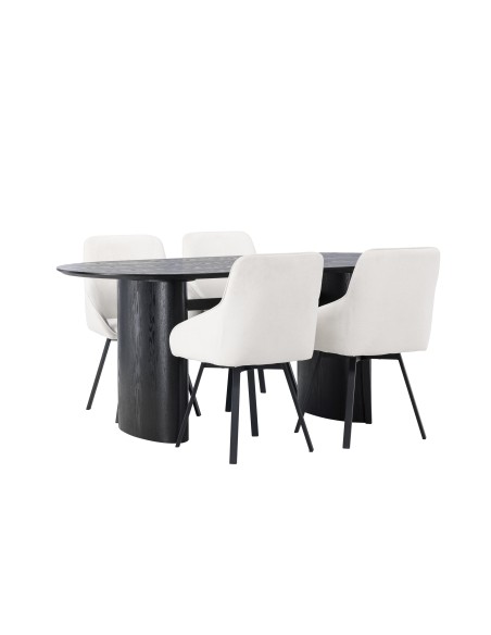 Matgrupp Isolde med Rosie matstolar, 180 × 90 cm