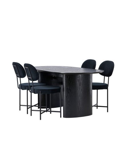 Matgrupp Isolde med Stella matstolar, 180 × 90 cm