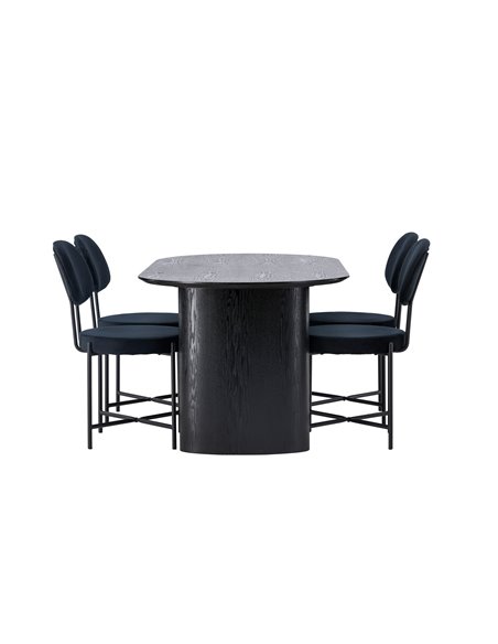 Matgrupp Isolde med Stella matstolar, 180 × 90 cm