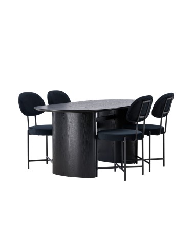 Matgrupp Isolde med Stella matstolar, 180 × 90 cm
