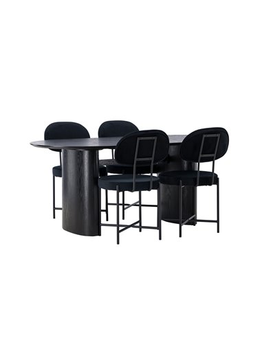 Matgrupp Isolde med Stella matstolar, 180 × 90 cm