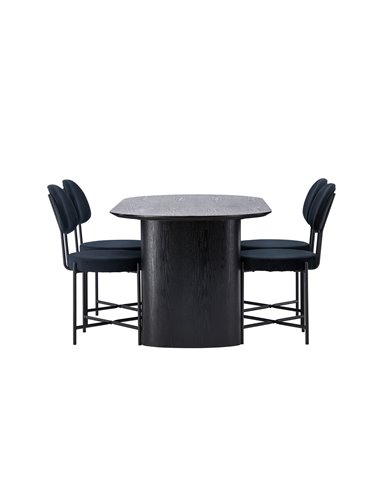Matgrupp Isolde med Stella matstolar, 180 × 90 cm