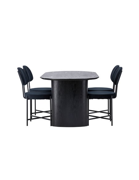 Matgrupp Isolde med Stella matstolar, 180 × 90 cm
