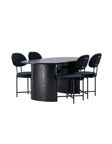 Matgrupp Isolde med Stella matstolar, 180 × 90 cm