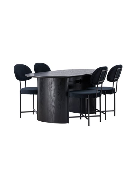 Matgrupp Isolde med Stella matstolar, 180 × 90 cm