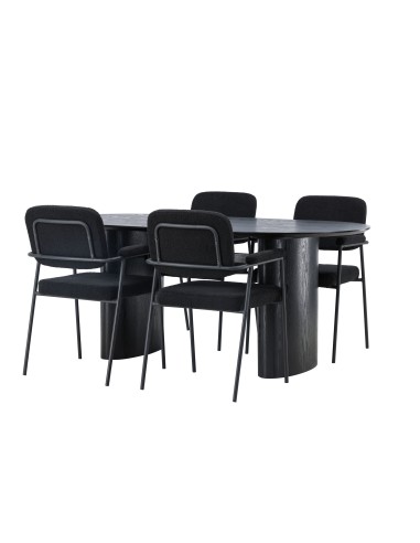 Matgrupp Isolde med Yesterday matstolar, 180 × 90 cm